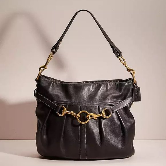 COACH VINTAGE PLEATED LEATHER HOBO BAG - Picture 1 of 7